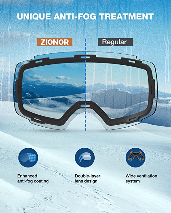 ZIONOR X4 Ski Goggles Magnetic Lens